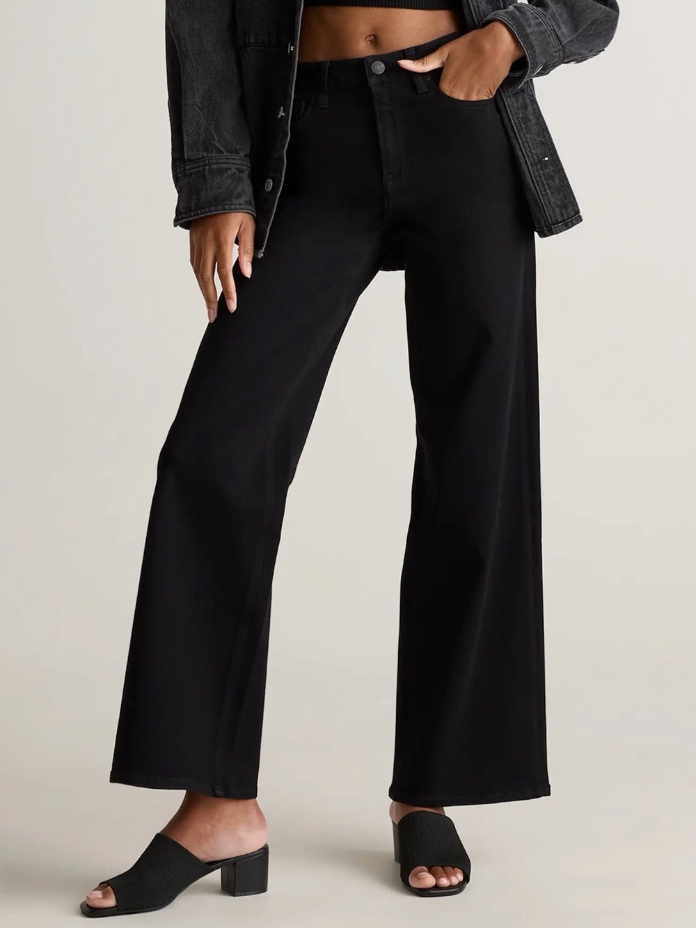 NWT Quince Bella Black High-Rise Wide Leg Jeans